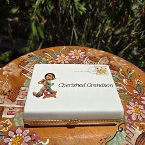 M.J. Hummel Porcelain Cherished Grandson Music Box 2006 Limited Ed Plays Cherish